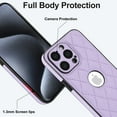 thumbnail image 5 of Logo View Design Compatible with iPhone 15 Pro Max Phone Case Luxury Diamond Plaid PU Leather Vintage Slim Non-Slip Soft Grip Shockproof Anti-fall Heavy Duty Protective Case Cover,Violet, 5 of 7