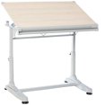 thumbnail image 1 of Stand Up Desk Store Adjustable Height and Angle Drafting Table Drawing Desk with Large Surface (Silver Frame/Birch Top, 40" W X 26" D), 1 of 5