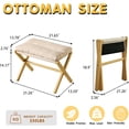 thumbnail image 3 of Ottoman Foot Rest- Bamboo Foldable Stool, Foot Stools Small Ottman with Upholstered , Folding Stool for Makeup, Bedroom and Living Room, 3 of 8