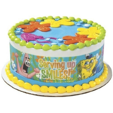 Spongebob Serving Up Smiles Designer Prints Edible Cake Image ()