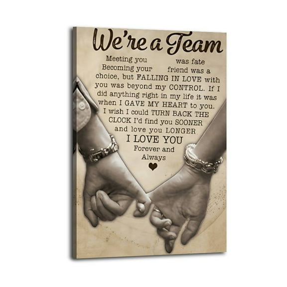 We Are A Team Meeting You Is Destiny Poster Wrapped Wooden Frame Wall Decor,Made in USA,Canvas Wall Art for Living Room,Bedroom,Office,Ready to Hang