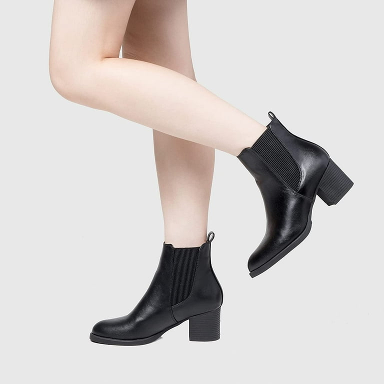 indvirkning lokalisere Løs Mysoft Women Black Chelsea Boots Female Chunky Heel Ankle Booties -  Walmart.com
