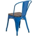 thumbnail image 5 of Merrick Lane Blue Metal Dining Chair With Curved Vertical Slatted Back And Textured Wooden Seat, 5 of 7