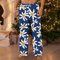 thumbnail image 2 of qelini Lounge Pants for Men Elastic Waist Drawstring Pants Printed Sleepwear Pants Soft Cozy Trousers with Pockets, 2 of 4