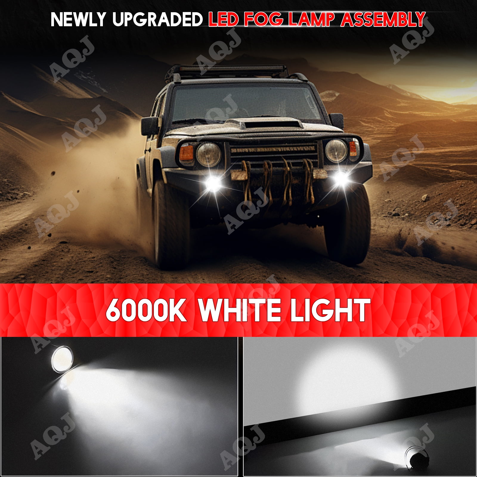 Pair Round LED Fog Lights for Nissan Frontier 2005-2017, 55W 6000K White Off-Road Lamps Black Front Bumper LED Fog Lights