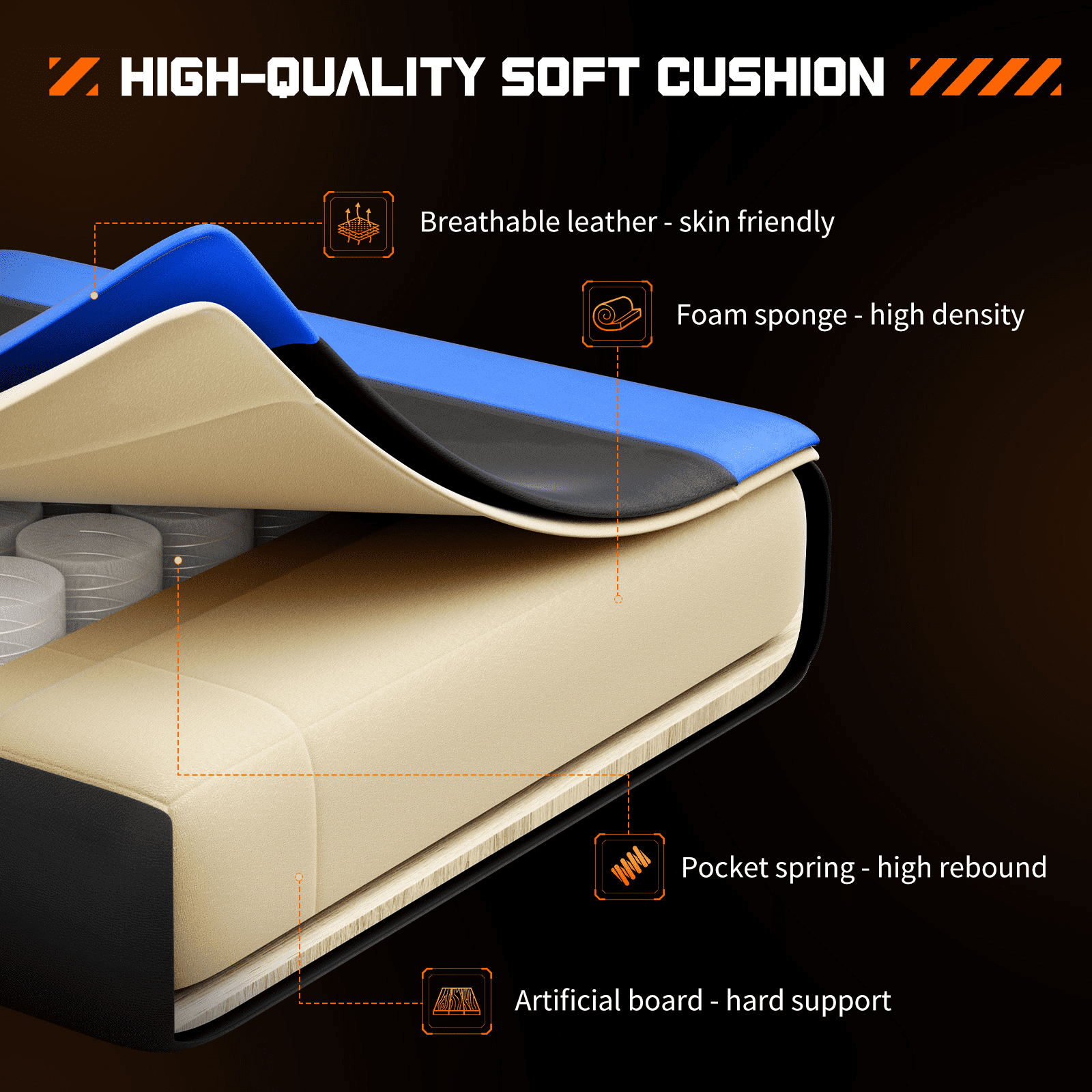 MAYEERTY Video Game Desk Chair - Ergonomic Computer with Footrest and Comfy Lumbar Support, PU Leather Recliner with Headrest, Fixed Up Armrest,