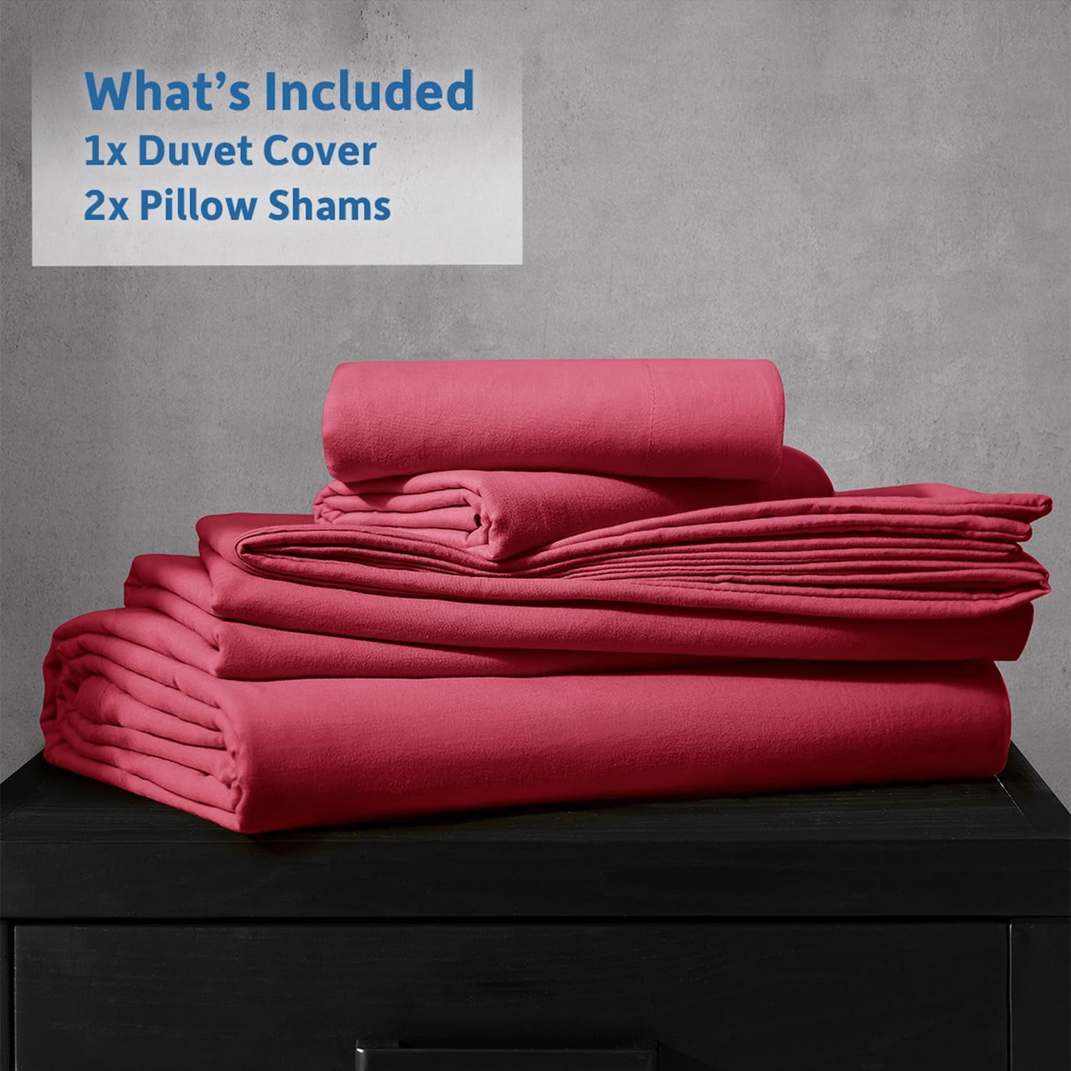 LammaLoe Duvet Cover King Size, Soft Prewashed 3-Piece Duvet Cover Bedding Set with Pillow Shams, Burgundy Red
