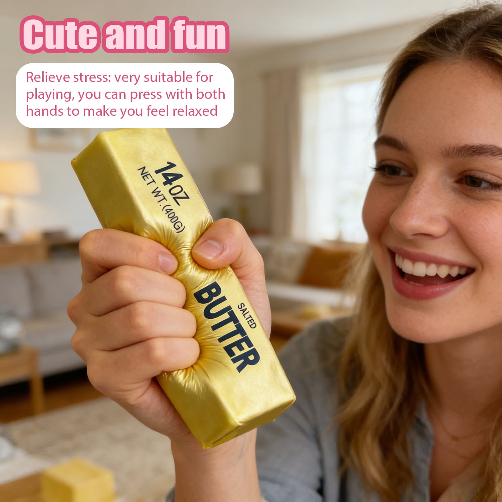 Squishing Butter Stick, Sticky Butter Sticks Squeeze Dolls, Realistic Food Squishies Fidget Toys for Decompression Anxiety Relaxation