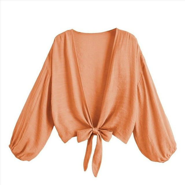 Traje de Baño para Mujer, Túnica, Bikini con Lazo, Camiseta de Playa Suave de Larga Coral M