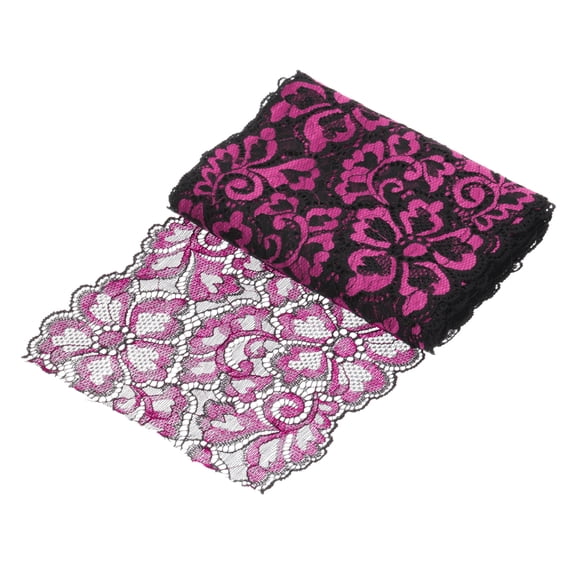 Uxcell 7.1 Inch Wide 5 Yard Lace Ribbon Floral Pattern Black Rose Red Lace Trim Ribbon for Sewing Making