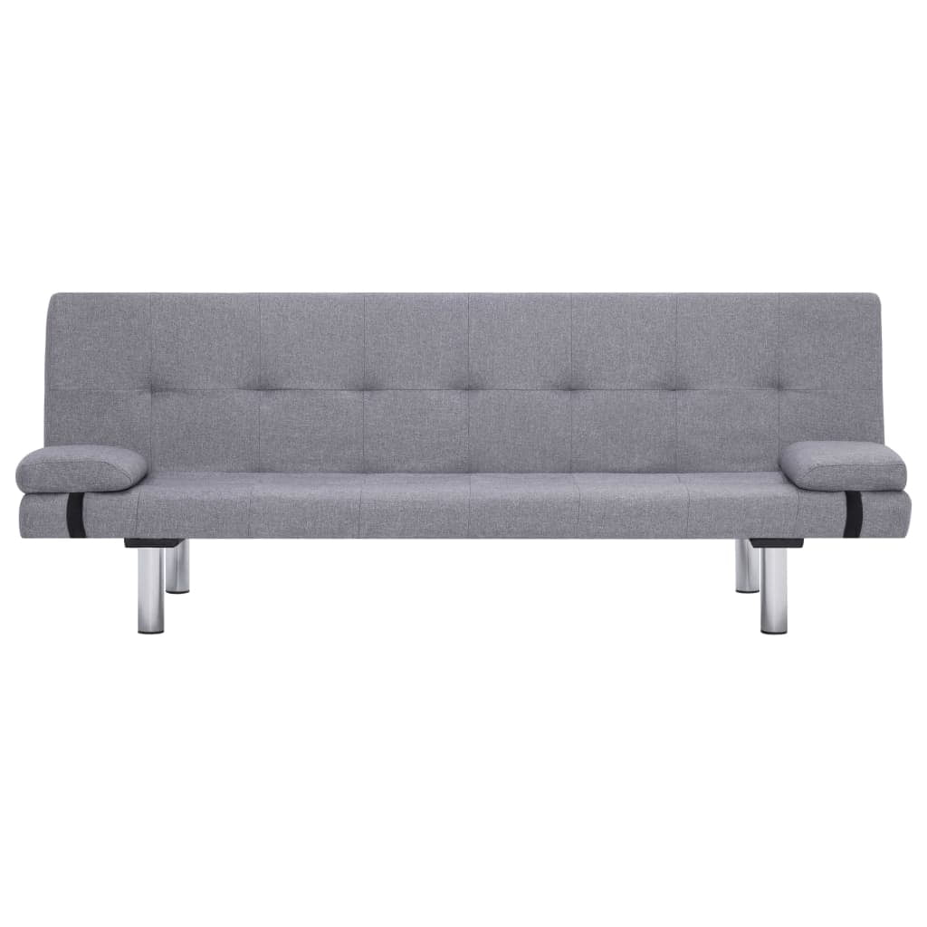 Kepooman Modern Faux Leather Convertible Sofa with 2 Pillows for Living Room Office, Light Gray Kepooman Modern Faux Leather Convertible Sofa with 2 Pillows for Living Room Office, Light Gray