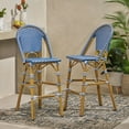 thumbnail image 4 of Teal Blue Wicker Barstools Set of 2, Indoor/Outdoor Bistro Chair, Sturdy Aluminum Frame, All-Weather Rattan, Kitchen Counter Stools, 4 of 9