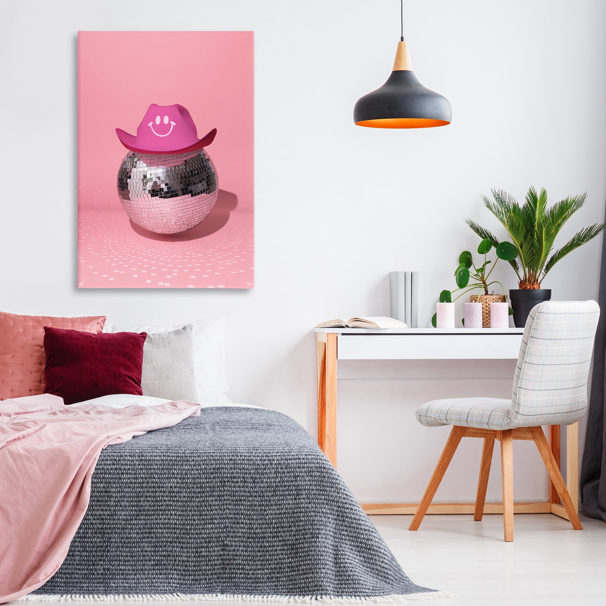 Stupell Industries Disco Ball with Cowboy Hat Performing Arts Painting Gallery Wrapped Canvas Art Print Wall Art, 30 x 45