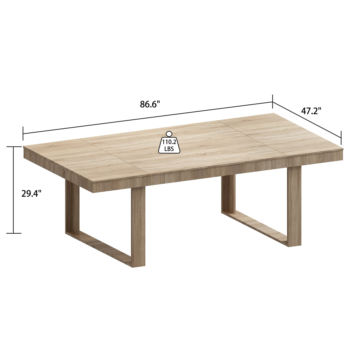 KULAGAGA Kitchen Dining Table for 6-8 People, Rectangular Meeting Table, 86.8"W x 47.2"D, Oak