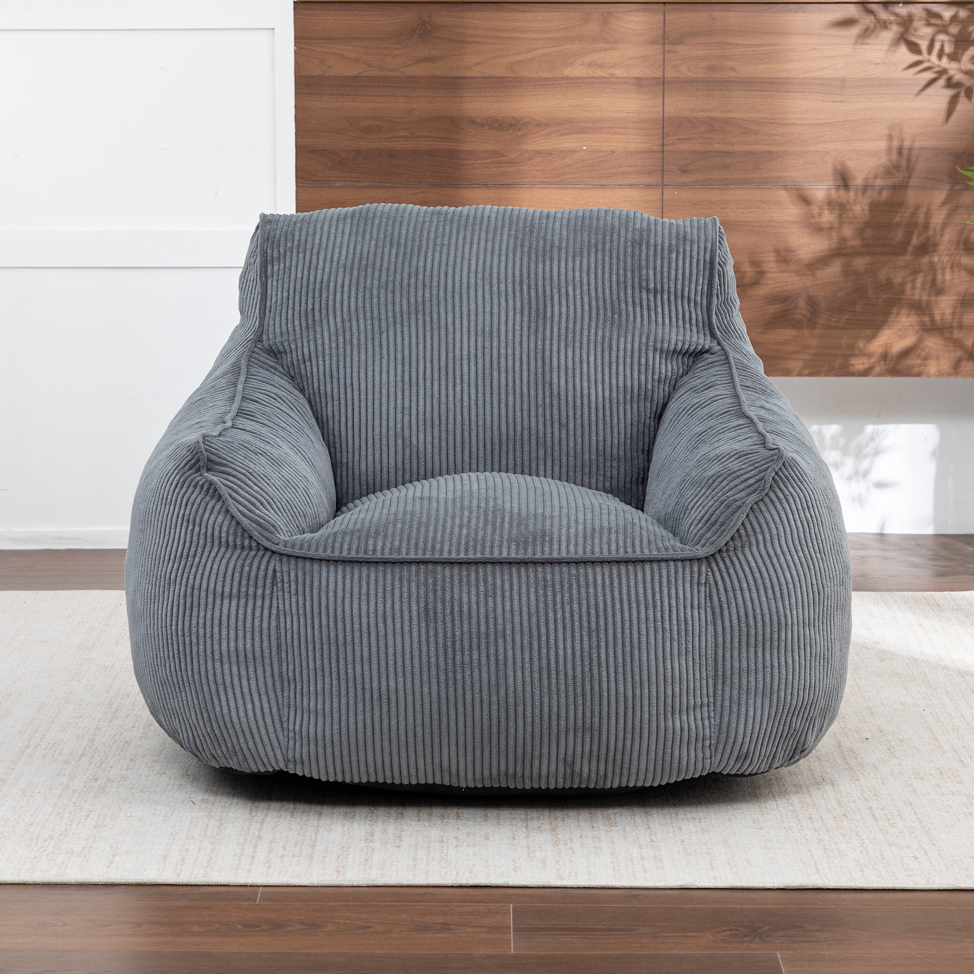 Giant Bean Bag Chair Sofa for Adults Teens, Comfy Corduroy Large Bean Bag Chairs with Armrests for Bedroom Living Room, Adult BeanBag Lazy Sofa Couch Chairs with Filler Included