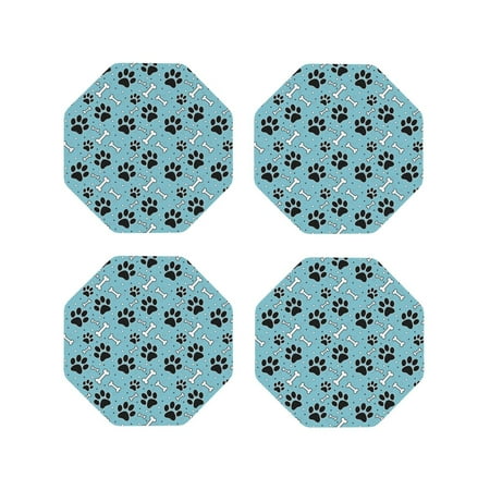 

Tideii Cute Dog Footprints for Leather Coasters 4 Pieces Anti-fouling and Anti-scalding Decorative Coasters Suitable for Restaurants Kitchens Coffee Shops-Octagon