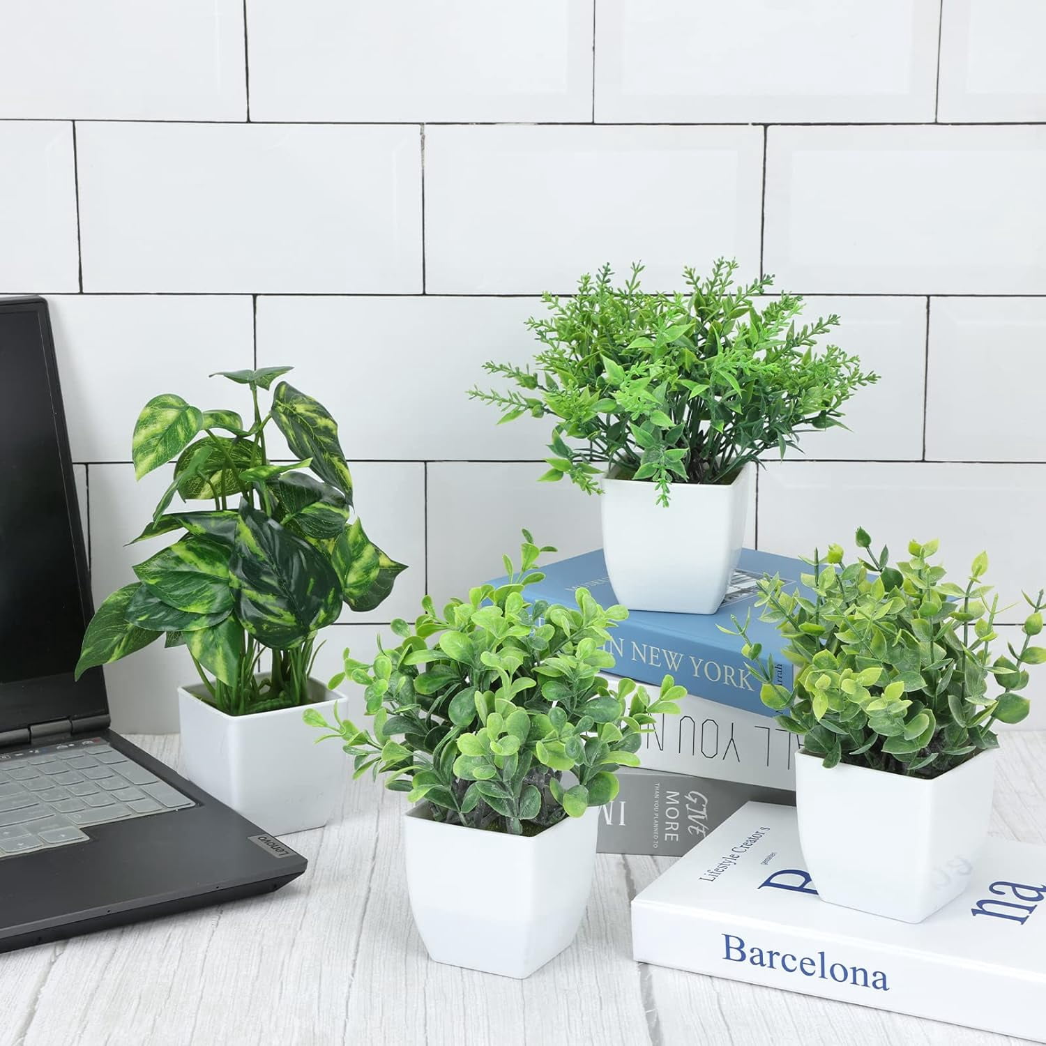10 Packs Small Fake Potted Plants Mini Artificial Desk Plants for Indoor Farmhouse Office Table Shelf Bathroom Decor