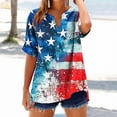 thumbnail image 4 of cocolona 4th of July Shirts Women Summer Casual Button V Neck Short Sleeve Tops USA Flag Print Patriotic T-shirts Graphic Tees, 4 of 4