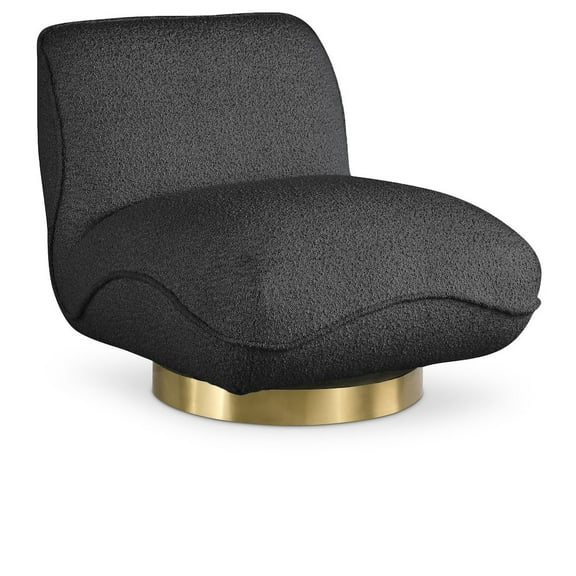 Meridian Furniture Geneva Black Boucle Fabric Swivel Accent Chair