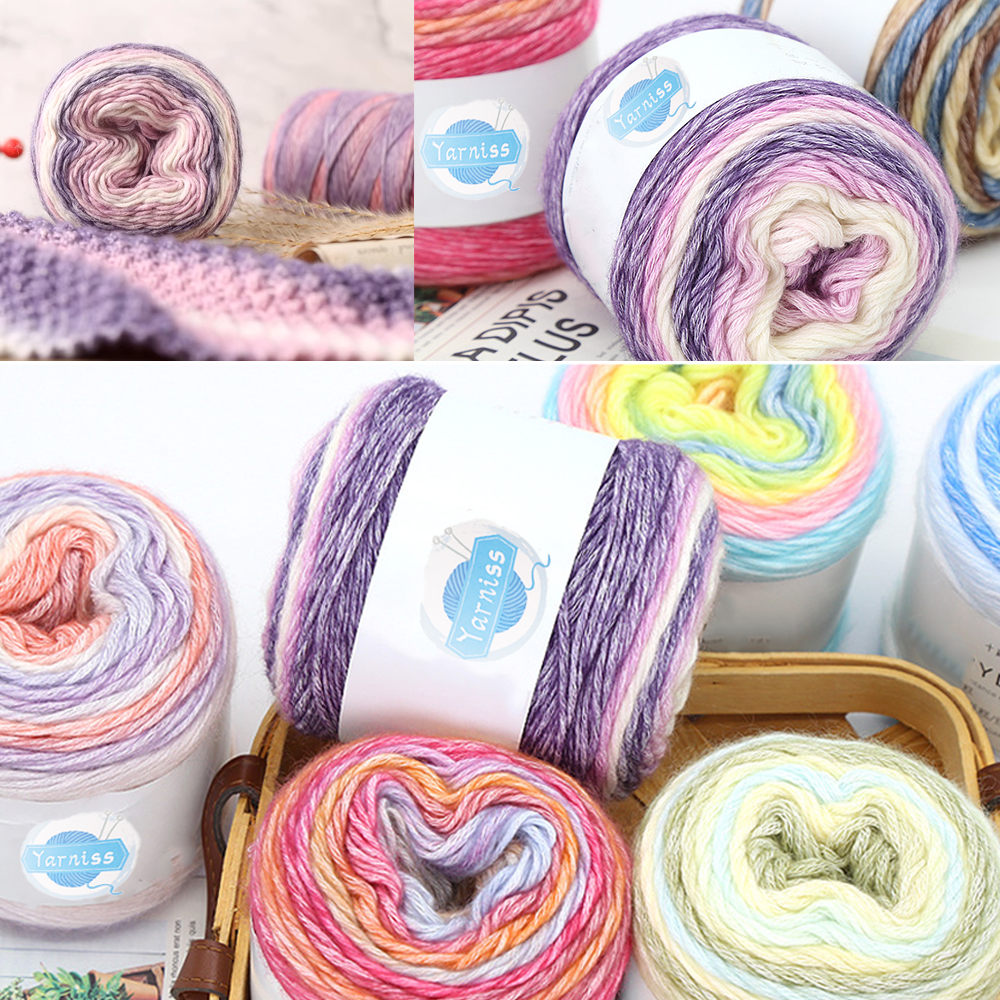 Yarniss Gradient Cake Yarns 4 Pack of 100g(3.52oz), Cake Yarn for Crocheting & Knitting,Soft Cake Rainbow Cotton Yarn for Sweater,Shawl,Scarf-Purple Gradient