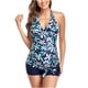 thumbnail image 1 of Traje de baño de flores con estampado de nuevo estilo, hermoso y cómodo, espalda tejida, cuerda, eslinga, Bikini azul, bóxer, traje de baño dividido de dos piezas OAVQHLG3B Store  lin121212, 1 of 4