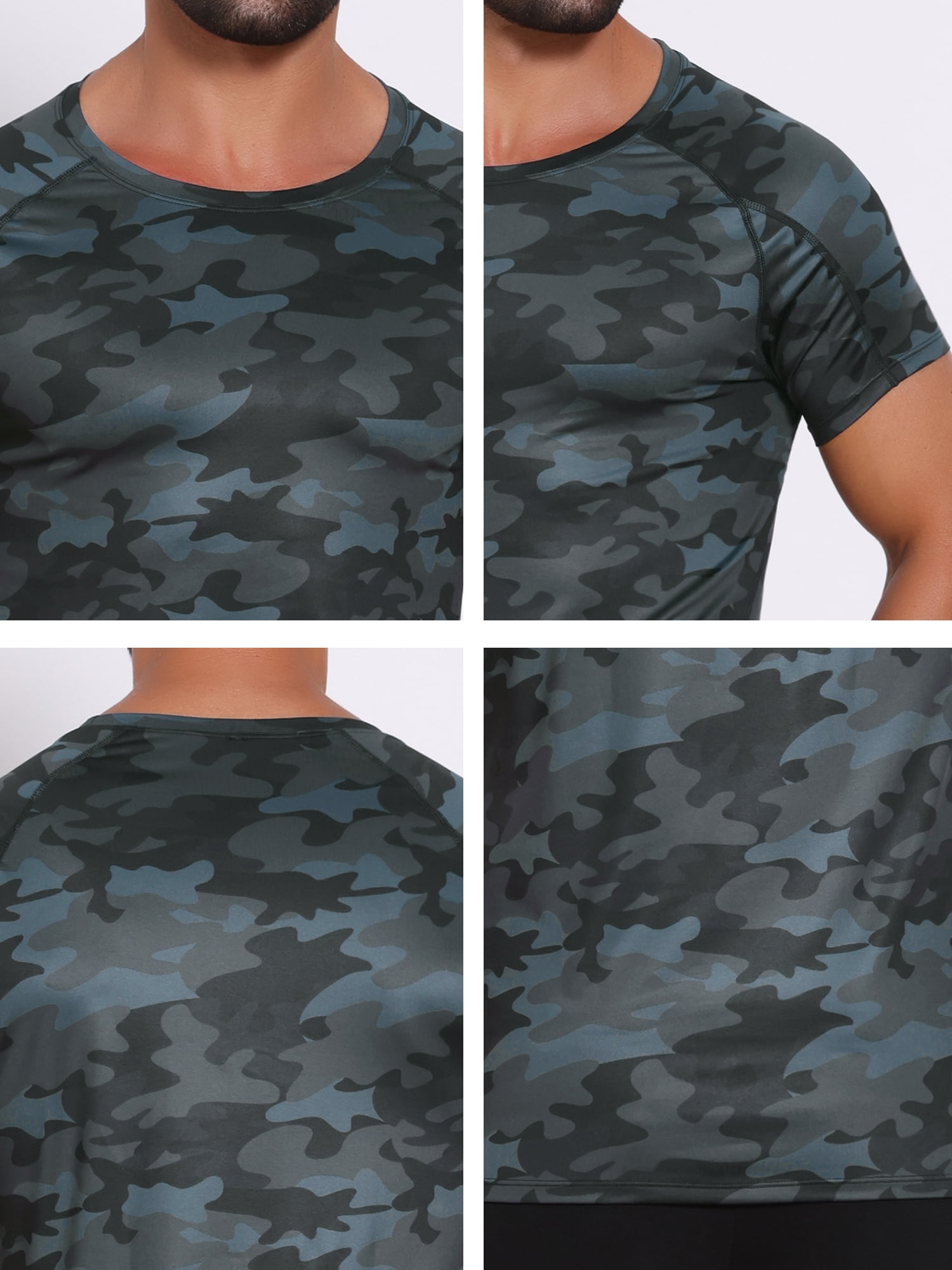 DARING DIVA Men's Workout Stretch Crew Neck Short Sleeve T-Shirt L Dark Gray