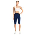 thumbnail image 7 of Womens Biker Shorts Stretchy Loose Fit Color Cropped Side Pockets Yoga Shorts Dark Blue, 7 of 7