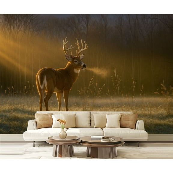 Peel and Stick Wallpaper Waterproof Buck morning sunshine Wall Mural Decor Self Adhesive and Removable 69in x 98in
