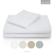 MALOUF 600 Thread Count Luxurious Feel Soft Cotton Blend Sheet Set with Deep Pocket Design - Split Cal King - White, Californi