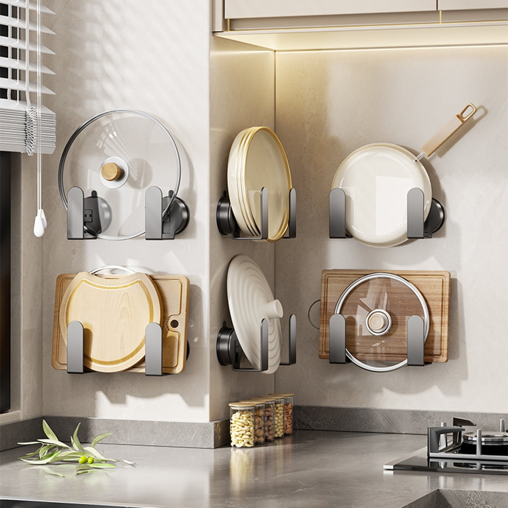 Space Saving Magnetic Kitchen Board Rack Wall Mounted Suction Cup Plan Rustproof ABS Substance For Bowls Kettles And Utensils