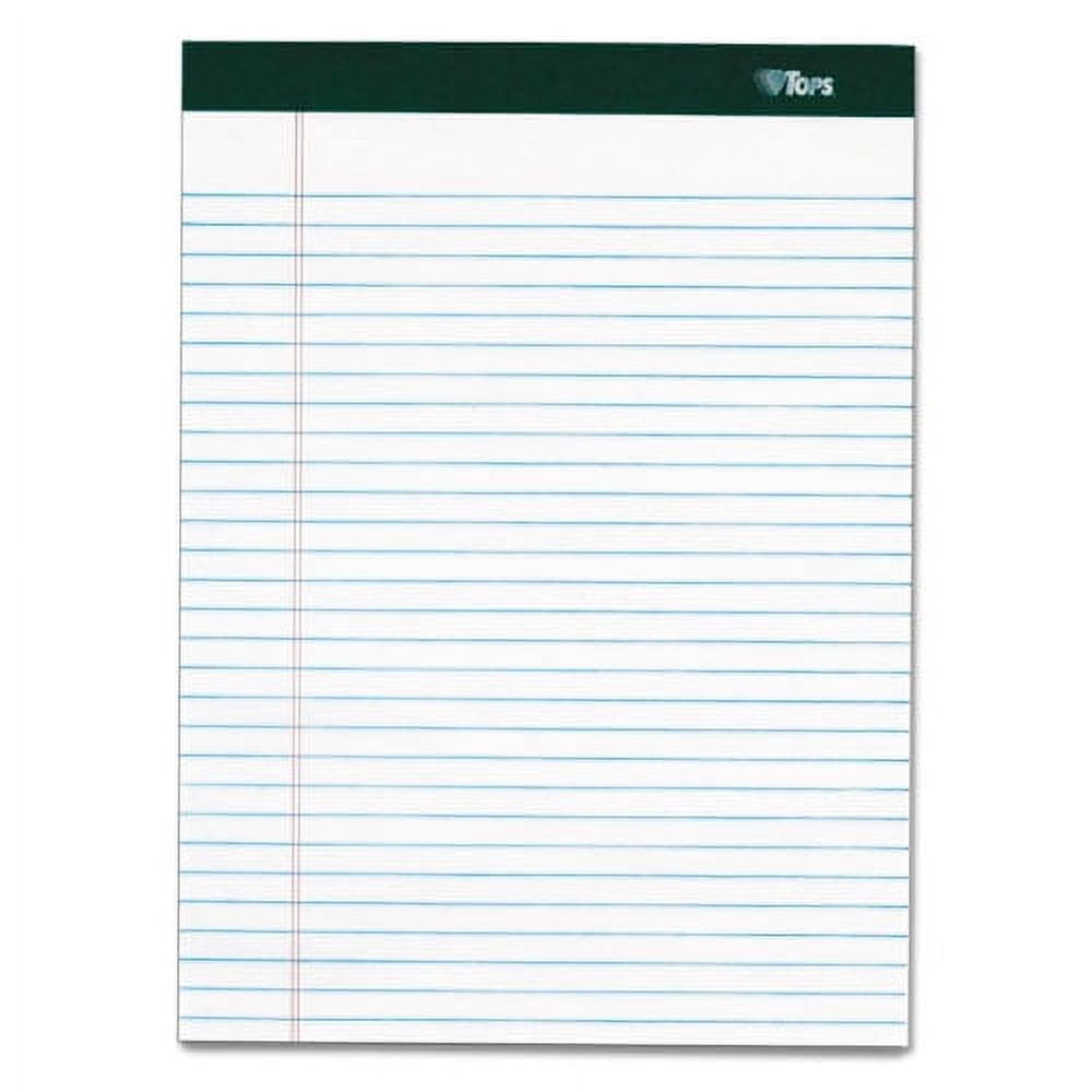 TOPS Docket Ruled Perforated Pads, Legal Rule, Ltr, White, 100-Sheet Pads/4PK