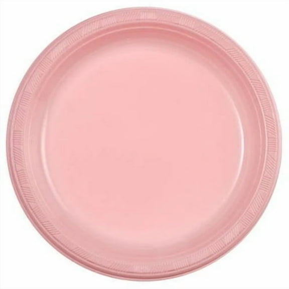 EcoQuality 10 inch Pink Round Plastic Plate – Disposable Plate for Appetizers, Salads, Desserts, Parties, Catering, Weddings, Buffets, Everyday Use, Elegant Tableware for Events (50)