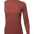 thumbnail image 4 of A2Y Women's Basic Solid Soft Cotton Long Sleeve Mock Neck Top Shirts Fired Brick M, 4 of 5