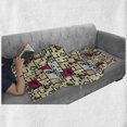 thumbnail image 6 of Space Soft Flannel Fleece Throw Blanket, Geometric Grid Design with Stripes Dots Retro Background Robot Pattern, Cozy Plush for Indoor and Outdoor Use, 50" x 70", Multicolor, by Ambesonne, 6 of 6
