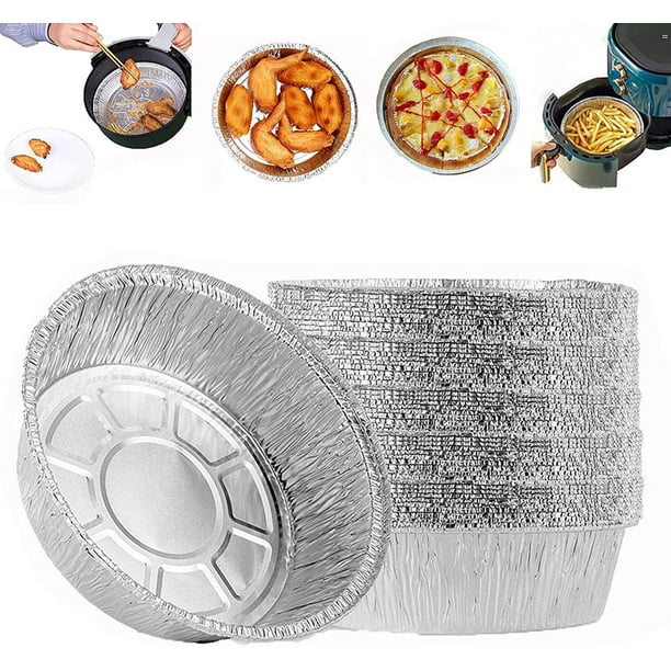 50 Piezas Bandeja de Papel de Aluminio Redonda de 6 Pulgadas, Bandejas Redondas de Aluminio Desechables Caja de Lata de Papel de Aluminio a Prueba de Aceite, Bandejas de Papel para Hornear, Cocinar, H
