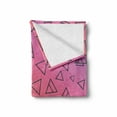 thumbnail image 2 of 1990s Soft Flannel Fleece Throw Blanket, Retro Angular Pattern Triangles on Ombre Effect Background Pinkish Tones, Cozy Plush for Indoor and Outdoor Use, 50" x 70", Black Lilac Coral, by Ambesonne, 2 of 6