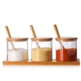 thumbnail image 3 of Stylish Simple Condiment Canisters Pots Set with Bamboo Spoon and Lid, Decorative Storage Seasoning Glass Container Box for Home Kitchen cafe Storing Salt Sugar Pepper Spice, 3 of 8