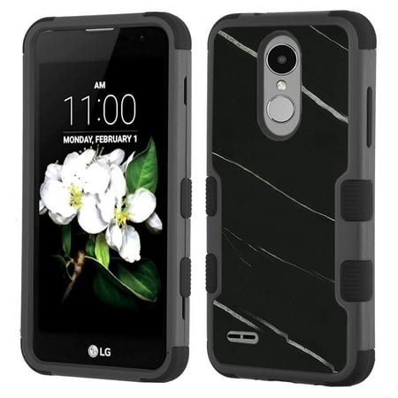 - Shockproof Case for LG Rebel 4 LTE / Risio 3 / Fortune 2 / Zone 4 / Phoenix 4, OneToughShield ® 3-Layer Hybrid Protector Phone Case (Black/Black) - Marble / Black