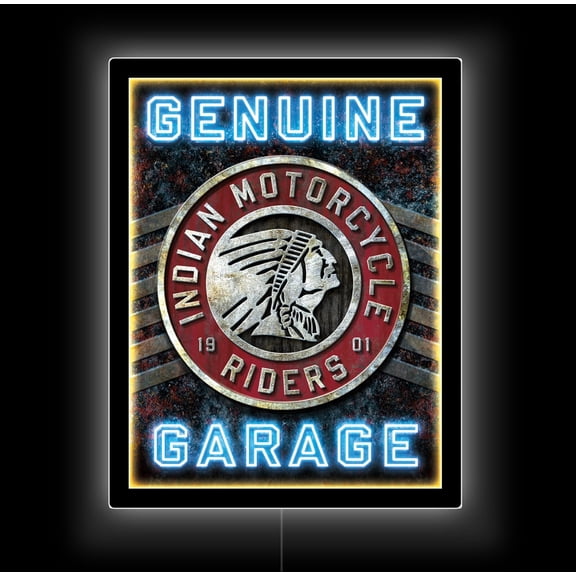 Desperate Enterprises LED Indian Motorcycle Rectangular Neon Sign 18 x 23 Inch Backlit Acrylic Wall Decor Multicolor Indoor Corded Electric LED Wall Sign