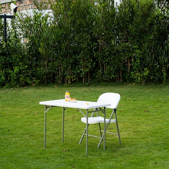3ft Rectangular Folding Table for All-Occasion, Foldable Table with HDPE Tabletop and Steel Legs, Durable and Stable Small Folding Table, Perfect for Camping, Picnic, Party, Indoor & Outdoor