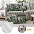 thumbnail image 5 of 2 Pack Outdoor Waterproof Throw Pillow Covers,Abstract Ethnic Elephant Flower Leaf Decorative Square Patio Pillowcases for Chair Couch Sofa 16x16in, 5 of 9