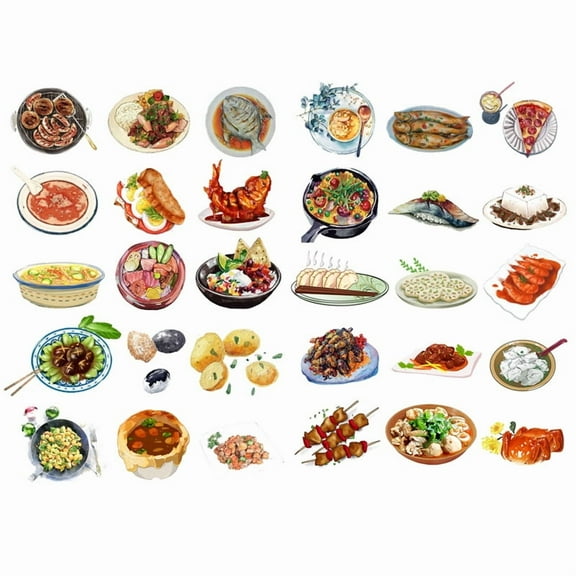 Chinese Dinner Food Menu Aesthetic Diary Travel Journal Paper Stickers Scrapbooking Stationery School Office Art Supplies