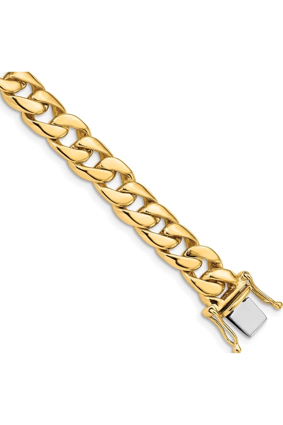 14K Yellow Gold 8mm Solid Hand-Polished Curb Link Chain (8.5 X 8) Made In Peru fl445-8.5