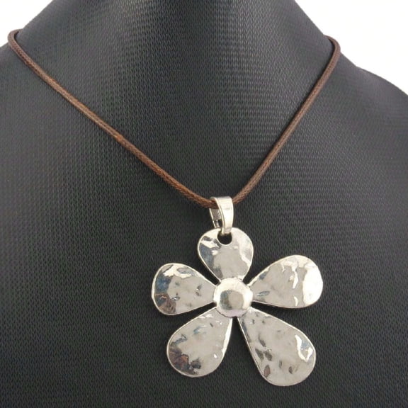 Bohemian Minimalist Necklace with Large Silver/Gold Flower Pendant - Adjustable Long Choker for Women, Boho Hippie Jewelry Gift