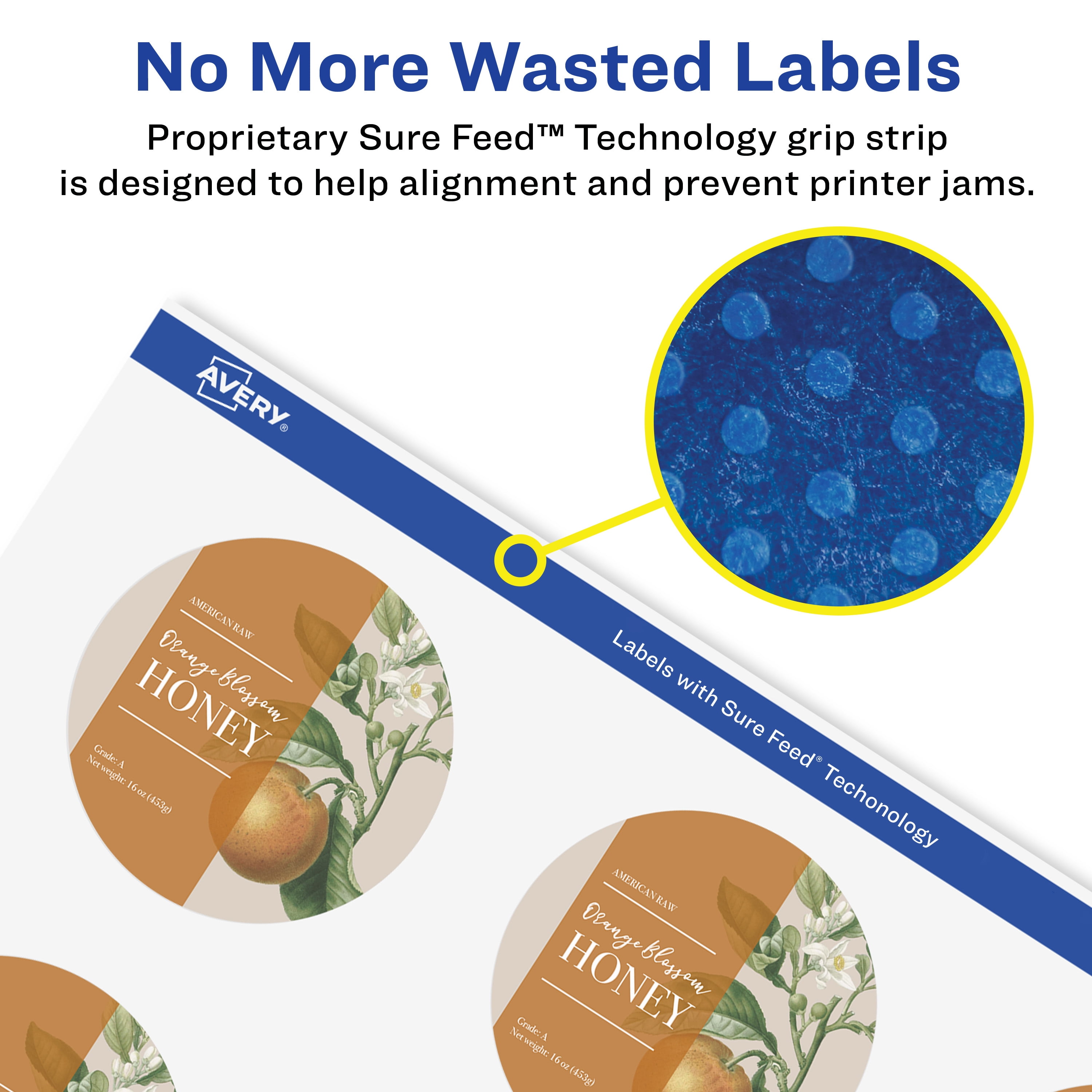 Avery Durable White Round Labels, 3" Diameter, 300 Total
