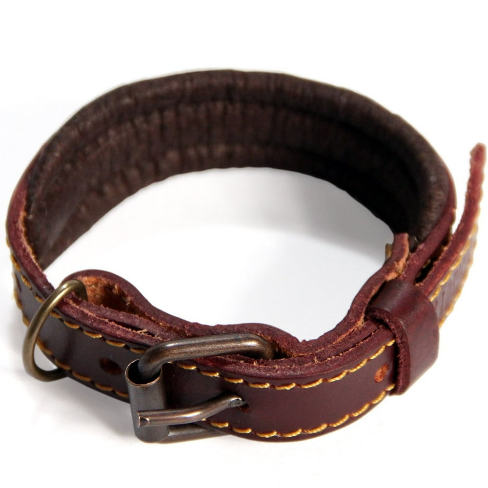 Logical Leather Padded Leather Dog Collar, Brown XS