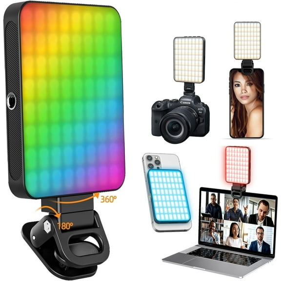Wiher Magnetic Selfie Light, 136 LED with 3CCT/RGB 360° Full Color, 10 Levels of Brightness, 9 Modes, for Party, Streaming, Vlogging (Black)