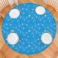 thumbnail image 2 of Blue Christmas Snowflake Pattern Round Fitted Tablecloth with Elastic Edge,Dining Table Cover Waterproof,Outdoor Round Tablecloth for Camping,Dining,Indoor and Outdoor, 2 of 7
