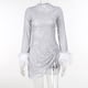 thumbnail image 3 of Vestido Vestido ajustado para mujer Vestido largo de plumas con lentejuelas Vestido corto Color sólido Traje de vacaciones Cgtredaw Gris L para Mujer, 3 of 9