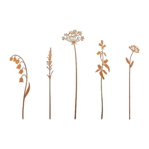 Zxpjkyu 5Pcs Metal Flowers Decorative Outside Garden Stakes for Farm Outdoor Outside